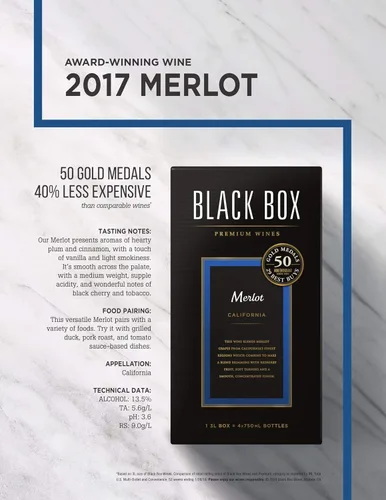 Vista 4 de Merlot de Caja Negra, Pack de 500 ml
