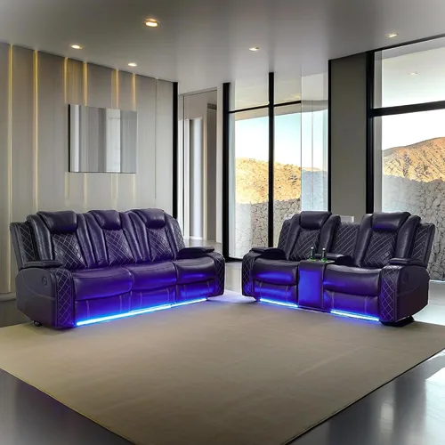 Vista 15 de Ritz Power - Juego de sala de estar reclinable con LED para sala de estar, dormitorio, casa de invitados, sala de juegos, Airbnb, apartamento