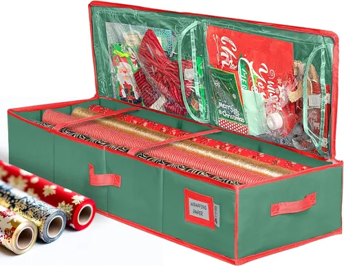 Vista 17 de HOLDN' STORAGE Contenedor de almacenamiento de papel de regalo de alta calidad, duradero 600D a prueba de desgarros, se adapta a 27 rollos de papel