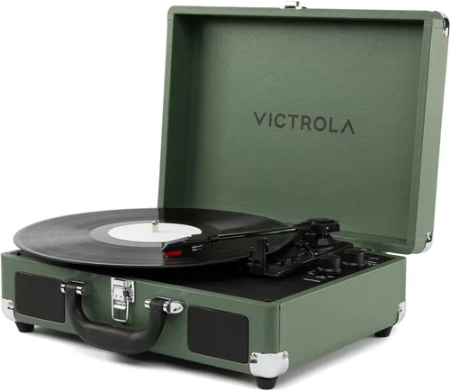 Vista 15 de Victrola Journey II (modelo 2025) - Reproductor de discos de maleta con Bluetooth - Altavoces estéreo integrados con graves mejorados, tocadiscos