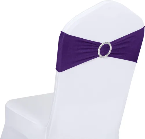 Vista 11 de Obstal 50 cintas elásticas de elastano para sillas de recepción de boda, bandas elásticas universales para sillas con hebilla deslizante