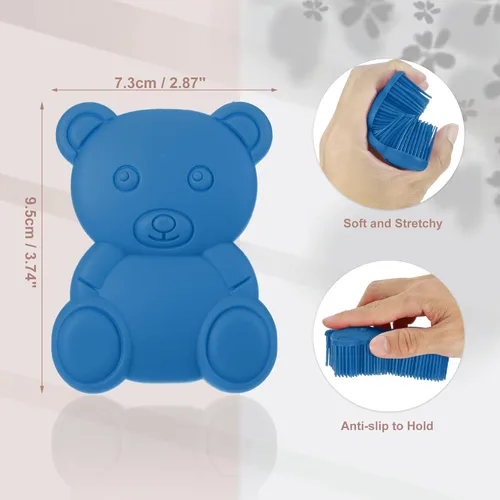 Vista 3 de VOCOSTE Cepillo corporal de silicona suave, cepillos sensoriales, esponja de silicona, cepillo de ducha para mascotas, cepillo de baño, azul profundo