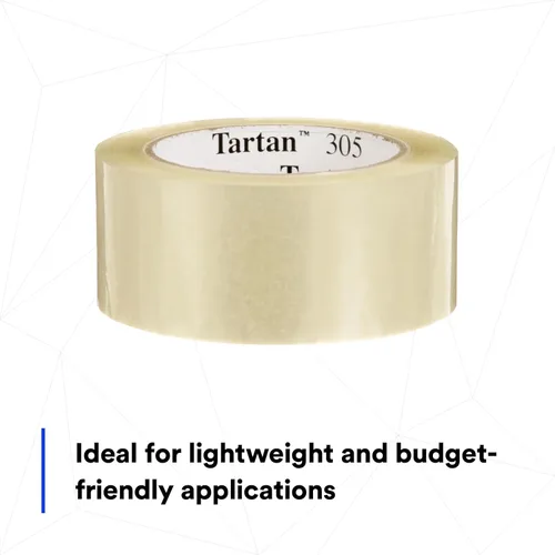 Vista 5 de Tartan (TM) Caja Sellado Tape 305 Clear, 48 mm x 50 m, 36 rollos por Caso Bulk
