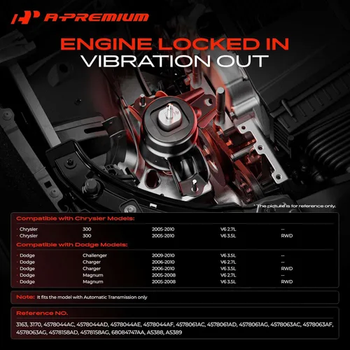 Vista 2 de A-Premium Juego de 3 piezas de soporte de motor y transmisión Compatible con Dodge Charger 2006-2010, Challenger 2009-2010, Magnum 2005-2008