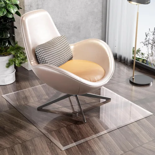 Vista 11 de [Vidrio templado] Tapete para silla de vidrio con borde biselado de 36 x 36 pulgadas con borde pulido, tapete transparente para silla de oficina, se