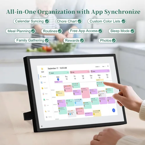 Vista 3 de Calendario digital inteligente, pantalla táctil inteligente HD de 10.1" (25.7 cm), calendario electrónico interactivo para el hogar, planificador