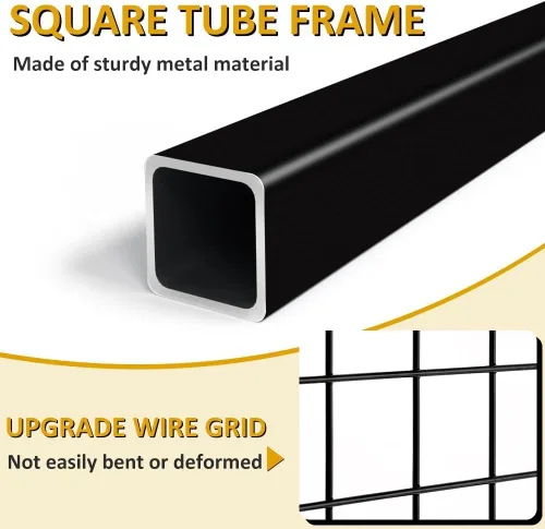Vista 4 de Paneles de pared de rejilla de 1.8 x 5.7 pies, rejilla de alambre de pie, estante de exhibición con ruedas base en T, panel de rejilla independiente