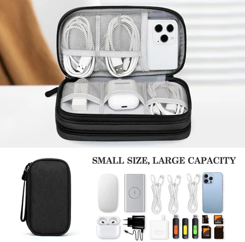 Vista 105 de FYY Organizador para accesorios electrónicos, para viajes, para cables, celular y cargadores, estuche portátil, impermeable, doble capa, bolsa