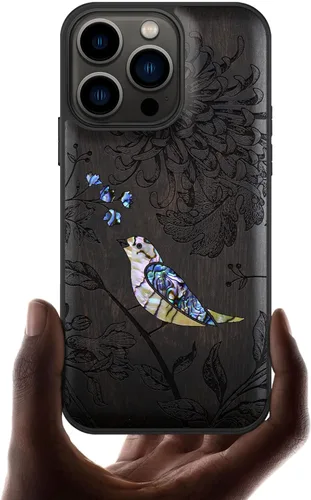 Vista 9 de Carveit Funda protectora de madera de diseñador para iPhone 13 Pro (grabado de madera e incrustaciones de carcasa) compatible con 13 Pro MagSafe