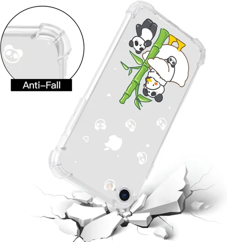 Vista 3 de Linda funda de teléfono de pato y panda compatible con iPhone 7/8/SE 2020, diseño de animales transparentes de poliuretano termoplástico suave
