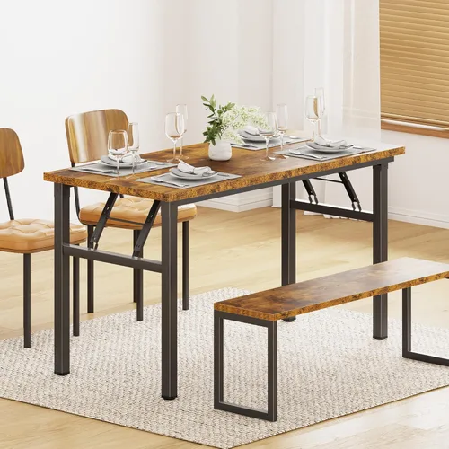 Vista 221 de DlandHome Escritorio plegable pequeño de 31.5 pulgadas, escritorio de computadora para oficina en casa, mesa plegable para espacios pequeños,