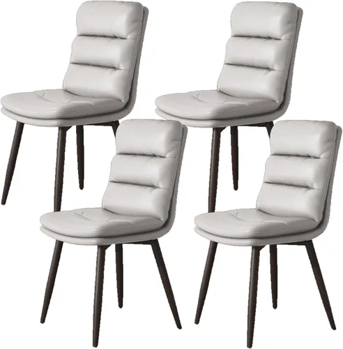 Vista 14 de Upholstered Dining Chairs Set of 4, Leather Kitchen Chair with Metal Legs, Dining Room Kitchen Chair with Back for Brown