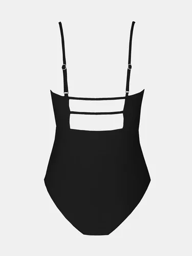 Vista 5 de CUPSHE Traje de baño de una pieza para mujer, con cuello cuadrado, espalda recortada, control de abdomen y tirantes delgados ajustables