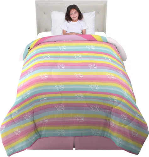 Vista 2 de Franco edredón reversible y muy suave para niños, ropa de cama de tamaño individualmatrimonial, Peppa Pig
