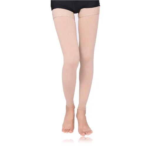 Vista 9 de Medias de compresión hasta el muslo para mujeres 30-40mmHg sin pies para várices