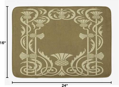 Vista 2 de KXO Tapete de baño Art Nouveau, borde floral con hojas de frutas tropicales de piña, remolinos de estilo retro, tapete de felpa para decoración