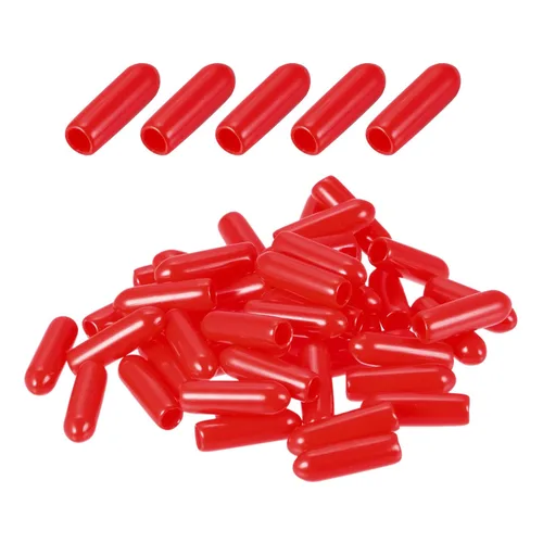 Vista 10 de DMiotech Paquete de 80 protectores de rosca de tornillo rojo ID de 1/4 pulgadas (0.236 in) tapas de goma para pernos de tornillo para tuberías