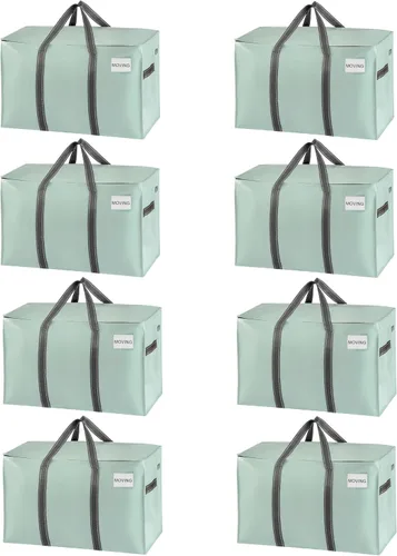 Vista 28 de VENO - Paquete de mudanzas, cajas de almacenamiento para embalaje universitario con tapas alternativas, para dormitorio, extragrande, asas Verde