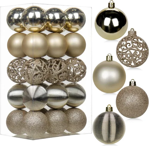 Vista 60 de 30 piezas de adornos de bola de árbol de Navidad irrompibles negros para decoración navideña