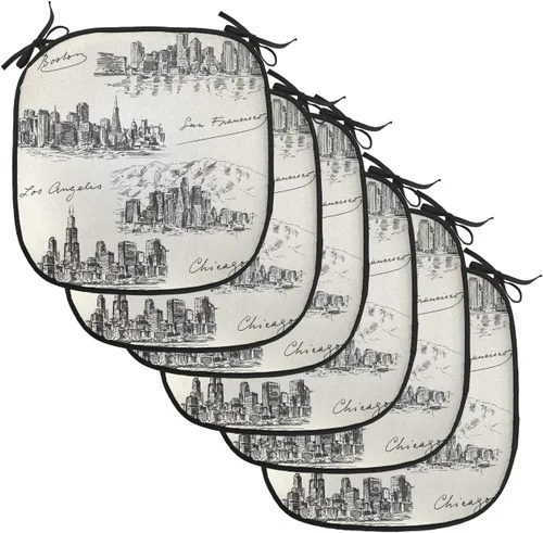 Vista 48 de Lunarable American Chair Cushion Pad, Massachusetts Flagg Holds a Bow and Pointing Downward Arrow, Seat Padding for Kitchen & Patio with Anti-Slip