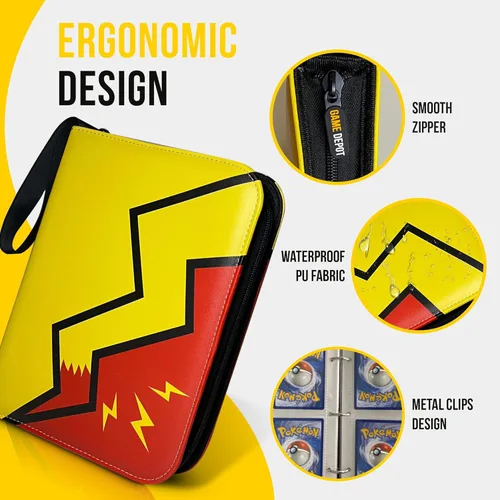 Vista 3 de Game Depot Carpeta de tarjetas para carpeta de tarjetas Pokémon 4 bolsillos 400 bolsillos con 50 fundas extraíbles