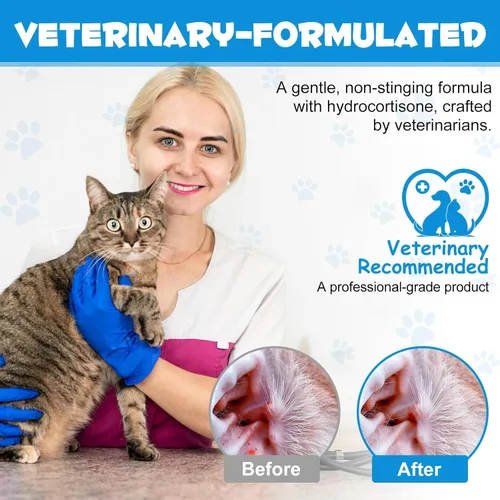 Vista 9 de Gotas de tratamiento de infección de oído de perro, gotas de limpieza de oídos para mascotas con hidrocortisona al 1% para infección por levaduras