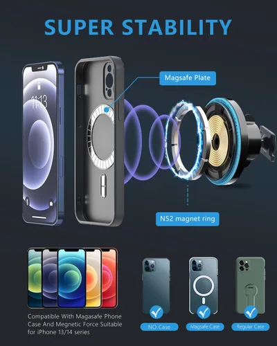 Vista 2 de BEHAVE Soporte de carga inalámbrico magnético para Mercedes-Benz GLA 2021-2024, soporte de teléfono de carga rápida compatible con funda Mag-Safe