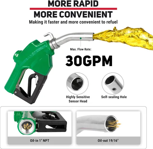 Vista 29 de Boquilla de combustible automática de 1 pulgada NPT de apagado automático roja con junta giratoria de 19/16 pulgadas (diámetro exterior = 30 mm)