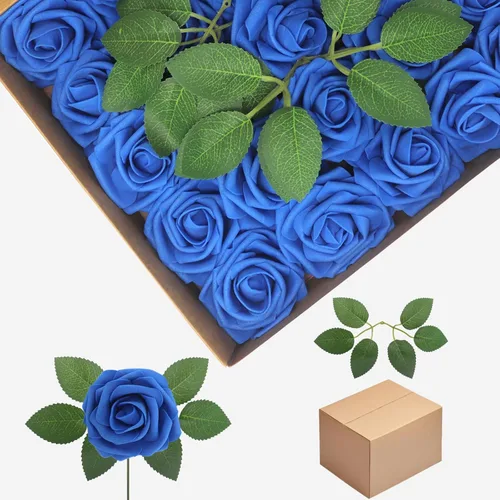 Vista 35 de Flores artificiales, rosas falsas de espuma de aspecto real, combo de flores artificiales de boda para ramos de boda, centros de mesa, arreglos