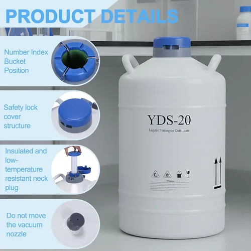 Vista 4 de Generic 20L LN2 aleación de aluminio Dewar con 3 botes y bolsa de transporte Contenedor de nitrógeno líquido de aleación de aluminio
