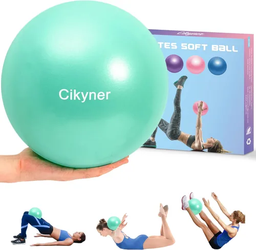 Vista 9 de Cikyner Pelota de pilates suave, pequeña pelota de ejercicio de 9.1-9.8 in, mini pelota de gimnasio con popote inflable, adecuada para pilates