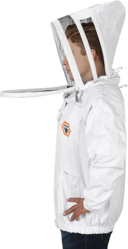 Vista 2 de BP-101 Chaquetas de apicultura con velo de esgrima Traje de apicultor de algodón transpirable con cremalleras de latón YKK