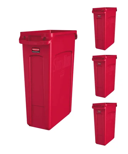 Vista 13 de Rubbermaid Commercial Products - Basurero de reciclaje, diseño rectangular con canales de ventilación, modelo Slim Jim, Beige