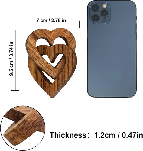 Vista 10 de Lightzz - Adorno de corazón de madera hecho a mano para compromiso, boda, aniversario, día de San Valentín, regalo de cumpleaños para ella, él