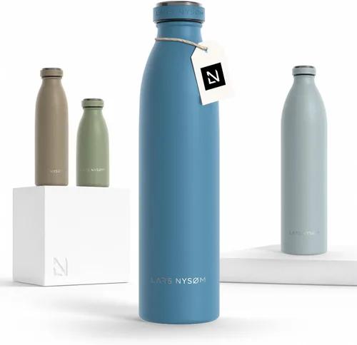 Vista 17 de LARS NYSØM Botella de agua aislada de acero inoxidable de 12 onzas, 17 onzas, 25 onzas, 34 onzas, 51 onzas, frasco térmico aislado para bebidas