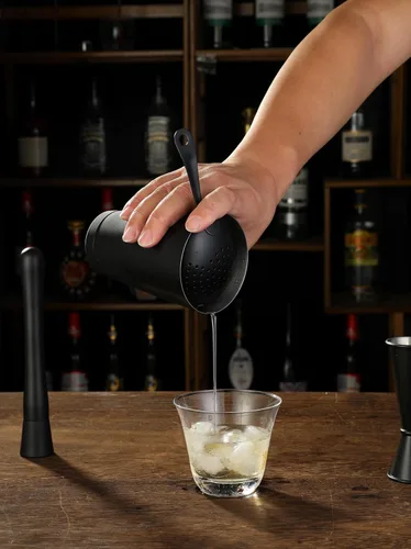 Vista 2 de Juego de coctelera – Kit de accesorios de barra de 13 piezas con agitador Boston pesado, colador, jigger, Muddler, cuchara de mezcla y más