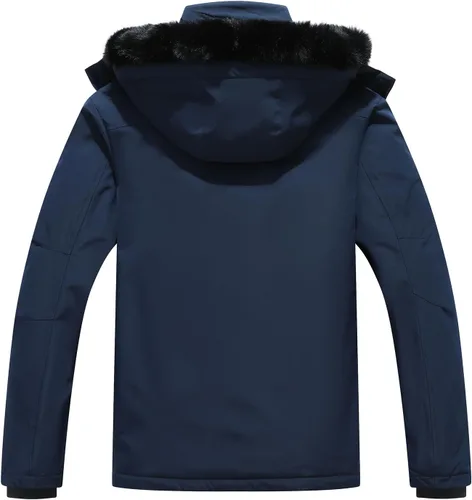 Vista 2 de MOERDENG - Chaqueta de esquí para mujer, resistente al agua, abrigo de invierno para nieve, cortavientos de montaña, con capucha