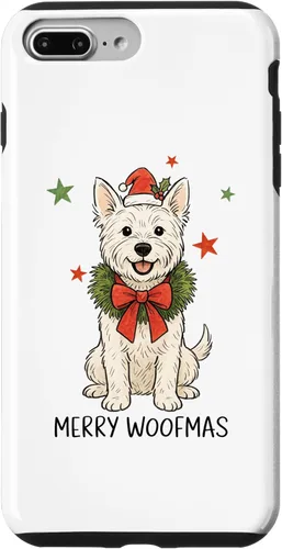 Vista 11 de Merry Woofmas White Terrier Dog Santa Hat Christmas Cute Dog Case for iPhone 15