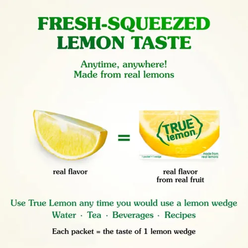 Vista 4 de True Lemon - Caja de 32 paquetes de limón cristalizado (paquete de 3) = 96 paquetes individuales