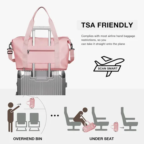 Vista 4 de Bolsa de lona de viaje, bolsa de gimnasio deportiva, bolsa de hombro para fin de semana para mujer