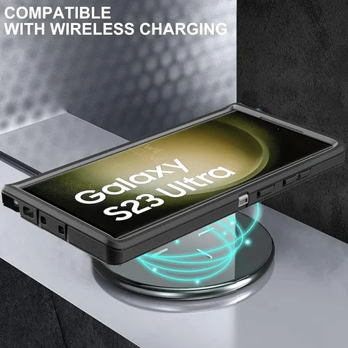 Vista 7 de Funda para Samsung Galaxy S23 Ultra, S23 Ultra con protector de pantalla de TPU flexible autorreparable [2 unidades], funda resistente 3 en 1