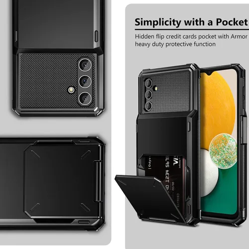 Vista 6 de Vofolen Funda tipo cartera para Samsung Galaxy A13 con soporte para 4 Negro