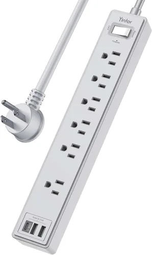 Vista 12 de Regleta protectora contra sobretensiones de 6 pies, cable de extensión Yintar con 6 salidas de CA y 3 puertos USB para el hogar, oficina, artículos