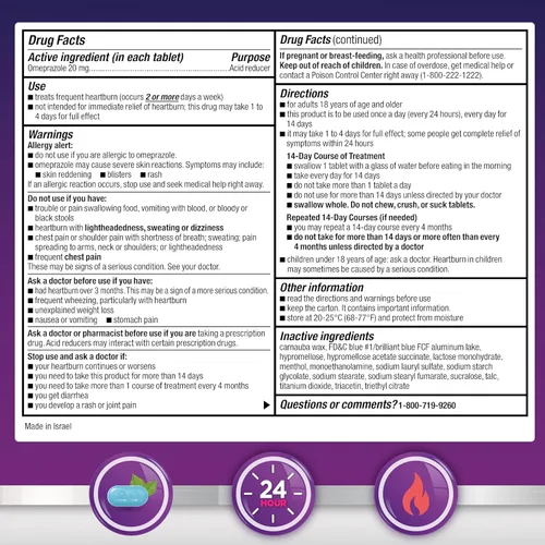 Vista 4 de Amazon Basic Care Omeprazol - Tabletas de liberación retardada de 20 mg, menta fresca, reductor de ácido, trata la acidez estomacal frecuente, 14