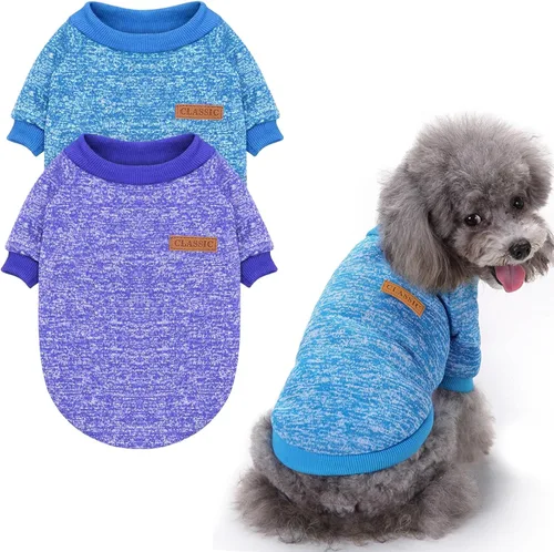 Vista 8 de Suéter clásico de punto para perro Idepet, abrigo de vellón suave, suéter para perro cálido y grueso, para invierno, prenda para perros y gatos