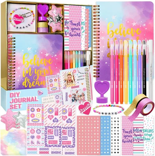 Vista 8 de Kit de Diario DIY Nollh para Niñas - 26 Piezas Regalos para Niñas Adolescentes y Preadolescentes, Cosas Modernas, Rellenos de Media Cesta, Set