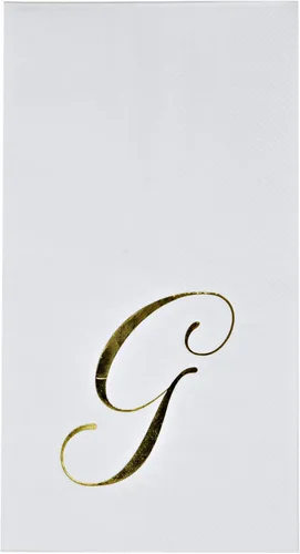 Vista 15 de Gift Boutique 100 servilletas doradas con monograma para invitados, paquete de papel desechable con letra N, elegante servilleta de mano de lámina