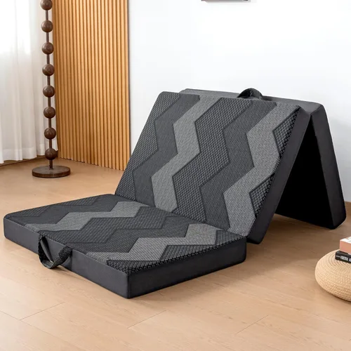 Vista 13 de INGEROOM Colchón Triple Plegable Queen – Colchón plegable de espuma viscoelástica de 4 pulgadas para campamento, con asa portátil, sofá cama de piso