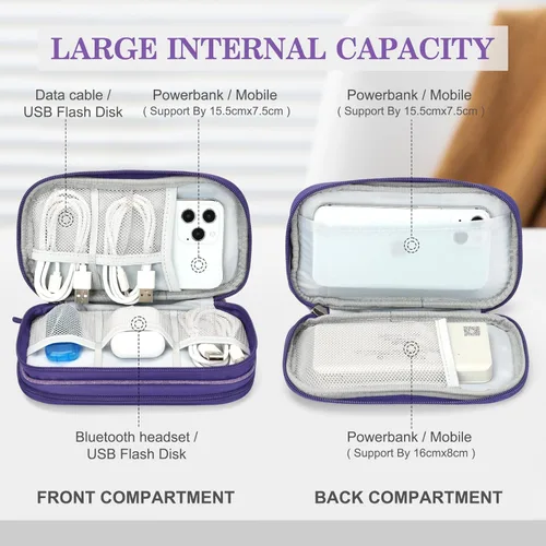 Vista 235 de FYY Organizador para accesorios electrónicos, para viajes, para cables, celular y cargadores, estuche portátil, impermeable, doble capa, bolsa
