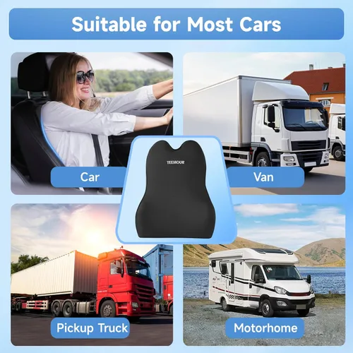 Vista 5 de Almohada de apoyo lumbar para automóvil, camión, accesorios, regalos para mamá, papá, soporte de espalda de espuma viscoelástica para asiento